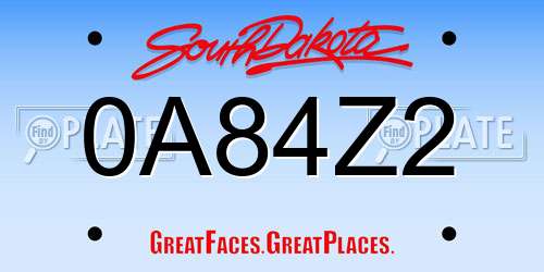 0A84Z2 South Dakota License Plate