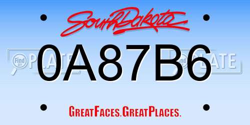 0A87B6 South Dakota License Plate
