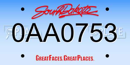 0AA0753 South Dakota License Plate