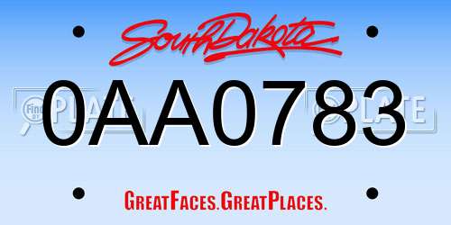 0AA0783 South Dakota License Plate