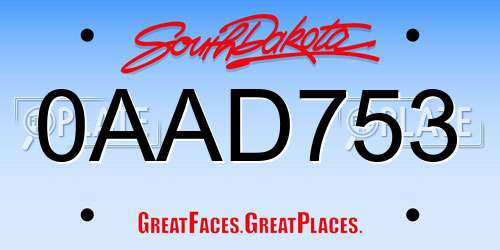 0AAD753 South Dakota License Plate