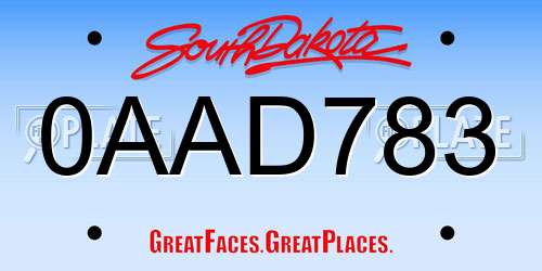 0AAD783 South Dakota License Plate