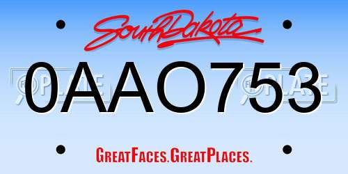 0AAO753 South Dakota License Plate