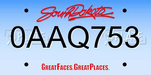 0AAQ753 South Dakota License Plate