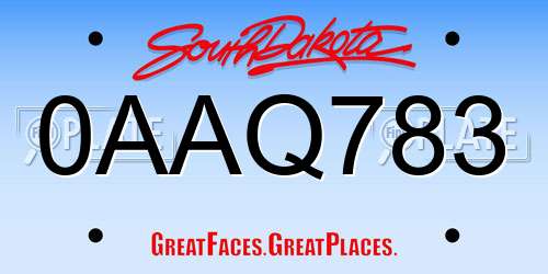 0AAQ783 South Dakota License Plate
