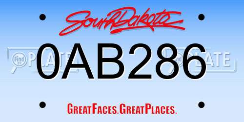 0AB286 South Dakota License Plate