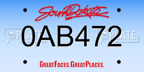 0AB472 South Dakota License Plate