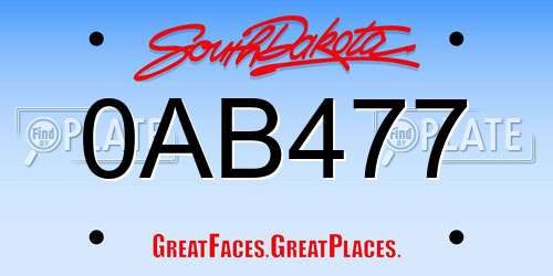 0AB477 South Dakota License Plate