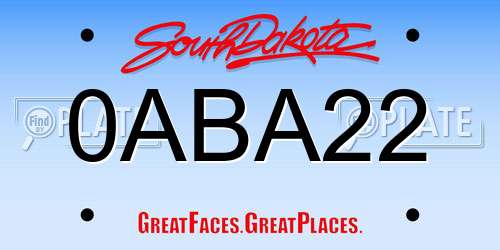 0ABA22 South Dakota License Plate