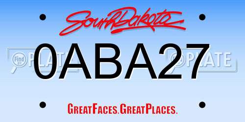 0ABA27 South Dakota License Plate