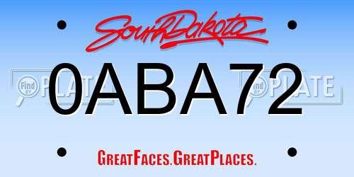 0ABA72 South Dakota License Plate
