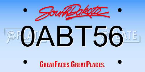 0ABT56 South Dakota License Plate