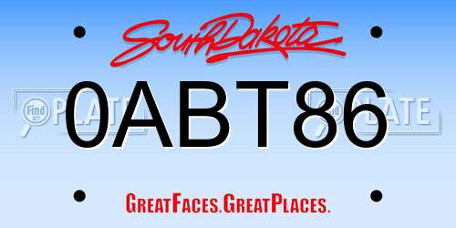 0ABT86 South Dakota License Plate
