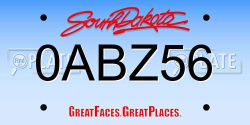 0ABZ56 South Dakota License Plate