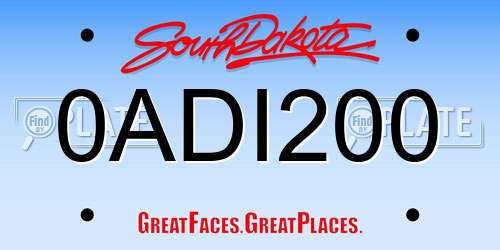 0ADI200 South Dakota License Plate