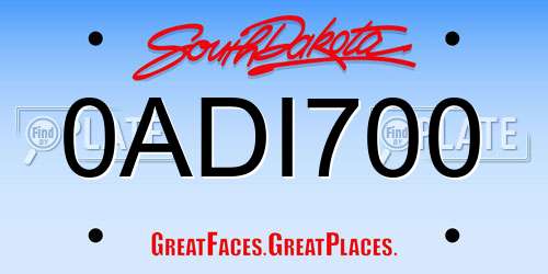 0ADI700 South Dakota License Plate