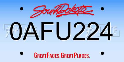 0AFU224 South Dakota License Plate