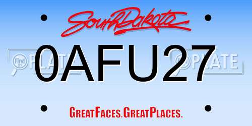 0AFU27 South Dakota License Plate