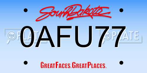 0AFU77 South Dakota License Plate