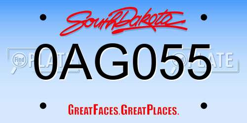 0AG055 South Dakota License Plate