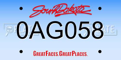 0AG058 South Dakota License Plate