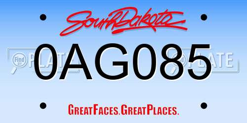 0AG085 South Dakota License Plate