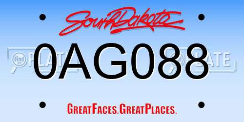 0AG088 South Dakota License Plate