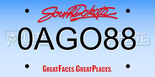 0AGO88 South Dakota License Plate