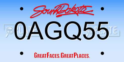 0AGQ55 South Dakota License Plate