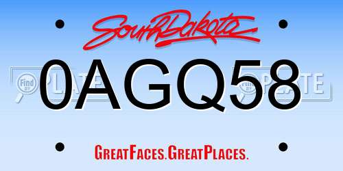 0AGQ58 South Dakota License Plate