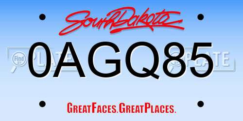 0AGQ85 South Dakota License Plate