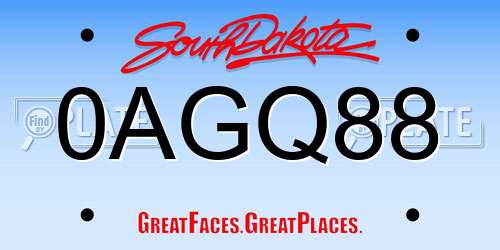 0AGQ88 South Dakota License Plate
