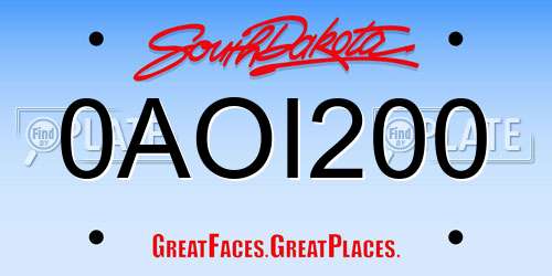 0AOI200 South Dakota License Plate