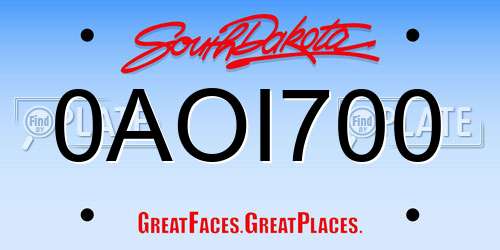 0AOI700 South Dakota License Plate