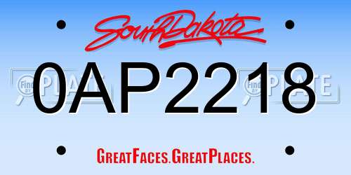 0AP2218 South Dakota License Plate