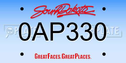 0AP330 South Dakota License Plate