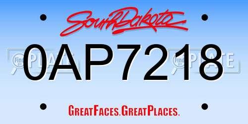 0AP7218 South Dakota License Plate