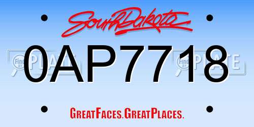 0AP7718 South Dakota License Plate