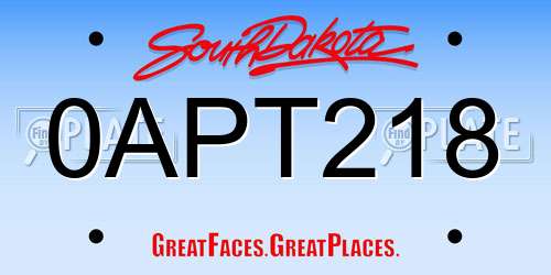 0APT218 South Dakota License Plate