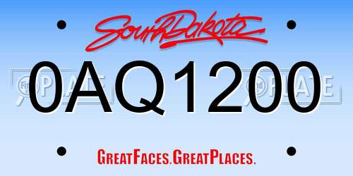 0AQ1200 South Dakota License Plate