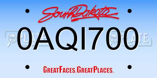 0AQI700 South Dakota License Plate