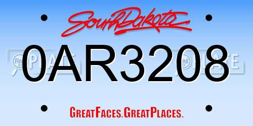 0AR3208 South Dakota License Plate