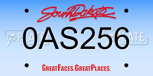 0AS256 South Dakota License Plate