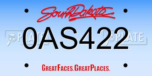 0AS422 South Dakota License Plate