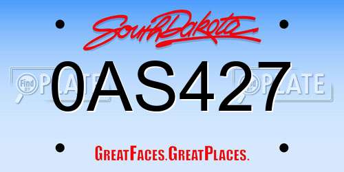 0AS427 South Dakota License Plate