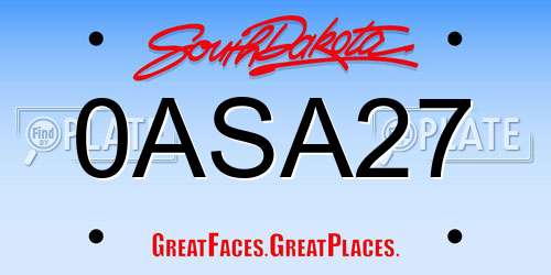 0ASA27 South Dakota License Plate