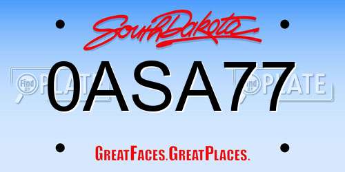 0ASA77 South Dakota License Plate