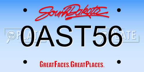 0AST56 South Dakota License Plate