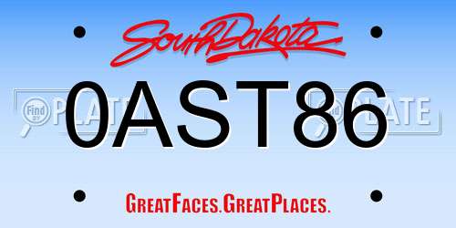 0AST86 South Dakota License Plate