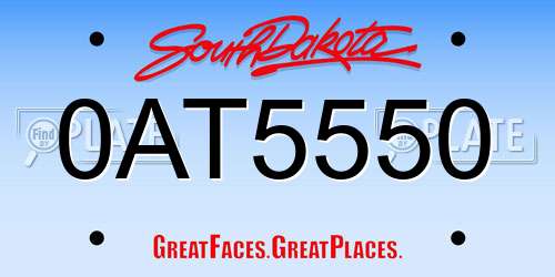 0AT5550 South Dakota License Plate